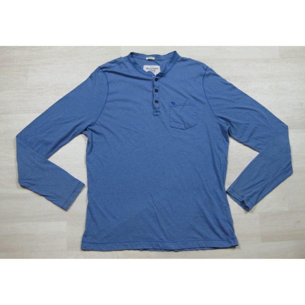 Abercrombie & Fitch Muscle Fit Henley Shirt Men's (XL) Long Sleeve Preppy